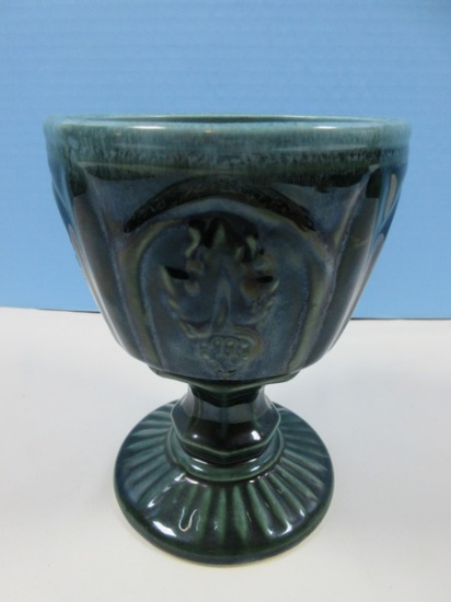 Hull Art Pottery B26 Compote Pedestal Goblet Style Planter Dripware Line Green/Blue Glaze