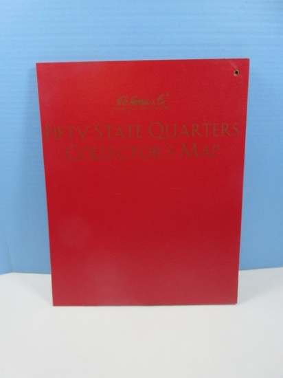 HE Harris & Co. 50 State Quarters Collector's Map w/30 State Hood Quarters-$7.50 Face Value