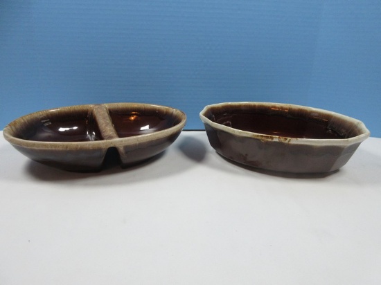 Lot McCoy Pottery Brown Drip Glaze Pattern #7071 Oval 10 1/2" Baker & Kathy Kale Pottery