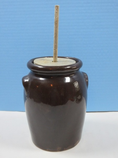 Rare Find Hewell Pottery Gillsville, GA Dist. Primitive 1/2 Gallon Crock Butler Churn Lug Handles