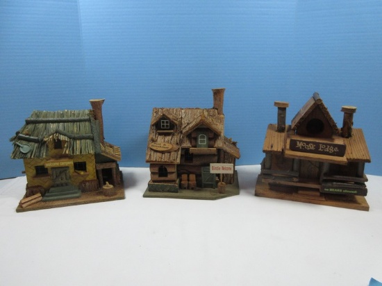 3 Charming Hand Crafted Decorative Birdhouses Bed & Breakfast, Moose Lodge & Welcome