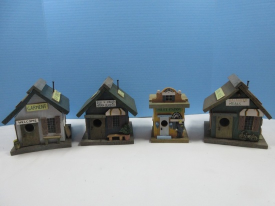 4 Delightful Handcrafted Decorative Birdhouses Dollar General Store, Florist, School House &