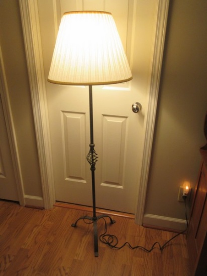 58"H Stylish Spanish Mission Design Floor Lamp Arched Footed Base Spiral Bird Cage Accent