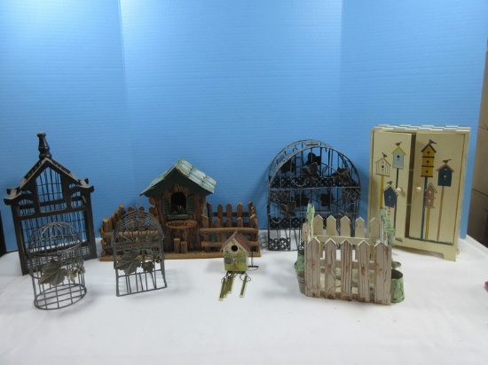 Decorative Bric-A-Brac Mini 2 Door Cabinet Birdhouses Design w/Shelves 11 1/2"H x 7 1/2" x 3 1/2