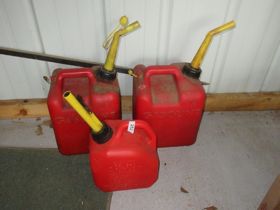 3 Gasoline Cans-One is Marked Oil