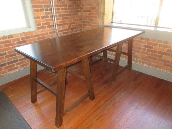 Urban Modern Industrial Desk Sawhorse Base-34"H, Top 36" x 80 1/2", Est. $350+