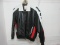 Michael Hoban USA Leather Bomber Jacket Knitted Cuffs Flag on Back Embroidery Stars USA on