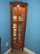 Charming Country Cottage Petite Oak Corner Curion Cabinet Curved Glass Mirror Back & Light +