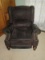 Classic Arm Chair Recliner w/Tack Trim Rolled Arms & Turnip Mahogany Feet