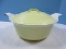 Vintage Le Creuset #22 Yellow Enameled Cast Iron Dutch Oven Pot & Lid Interior White-