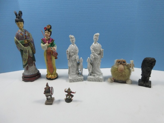 Lot Pair Blanc De Chine Porcelain 9" Statuettes Chinese Goddess Guanyin Compassion & Mercy,