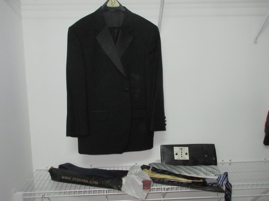 Lot Men's Classic Black Cricketeer Tuxedo Pant/Jacket w/Cummerbund/Bow Tie/First Nighter