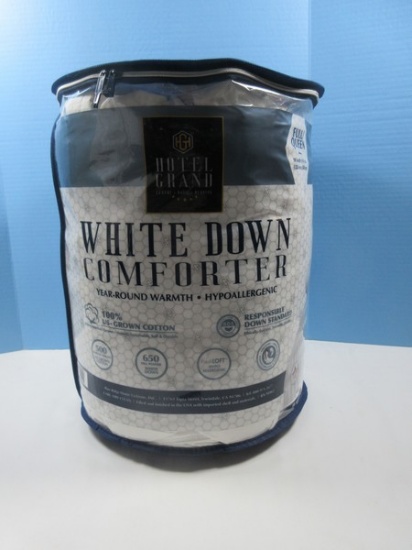 Hotel Grand Luxury Basic Bedding Full/Queen White Down Comforter 500 Thread Count,