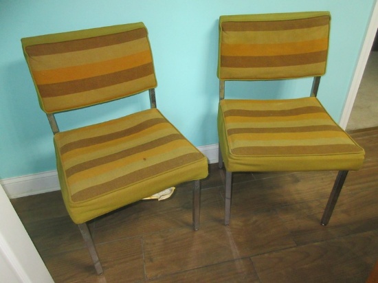 Pair Vintage Steelcase Furniture Mid Century Modern Era Simple Design Clean Lines & Color