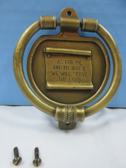 Religious CPH Door Knocker w/Inscription "As For Me & My House, We Will Serve The Lord"