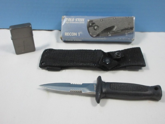 Lot Cold Steel Recon 1 Ultralock Knife Half Serrated Blade-NIB, Coast Coppers Lighter, Maxam