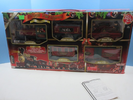 35pcs North Pole Express Christmas Train Set + Plays Christmas Carols, Operating Headlight &