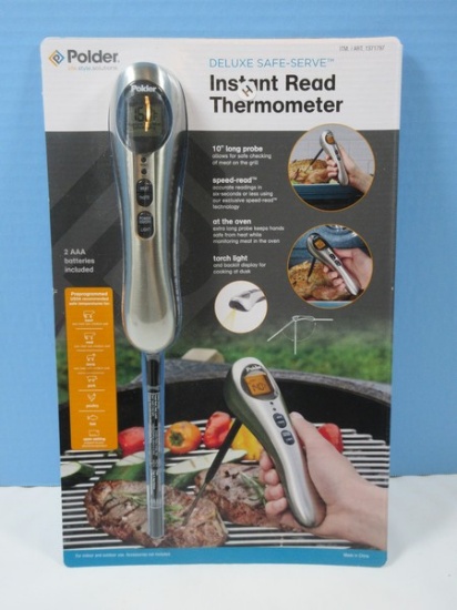 New Polder Deluxe Sage-Serve Instant Read Thermometer 10" Long Probes Speed Read Torch