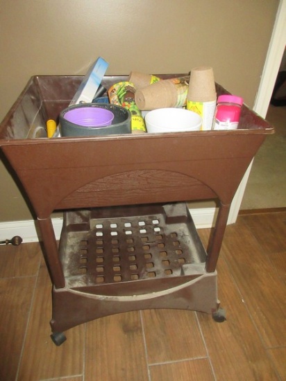 Lot Easy Pickers Elevated Grow Box & Stand on Casters,56 oz Gray Watering Can, Plant Food, Pots