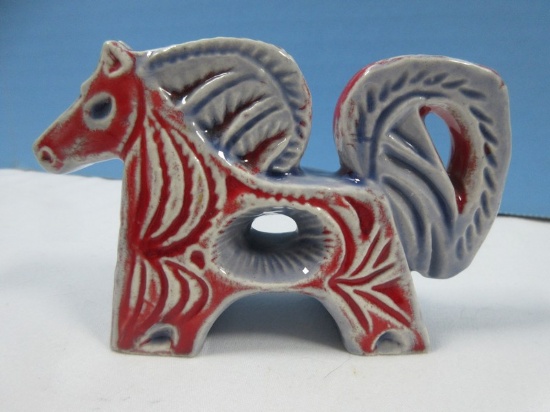 Gofer Isreal Pottery 2 1/2" Figural Horse Hand Painted Mid Century Modern Stylized-Est $50-75