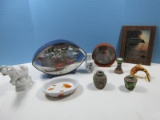 Lot 2pc Porcelain Moriage Style Japanese Incense 5 1/2