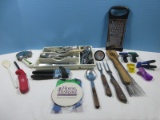 Lot Estia Stainless Flatware, Wooden Slotted Salad Serving Utensils, etc.