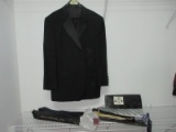 Lot Men's Classic Black Cricketeer Tuxedo Pant/Jacket w/Cummerbund/Bow Tie/First Nighter