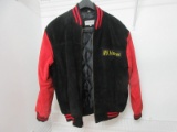 Vintage Leather US Marines Suede Bomber/Letterman Jacket Black/Red Sleeves w/Large USMC