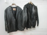 2 Men's Leather Jackets Atlantic Beach Leather Coat Works Size L Vintage Patchwork