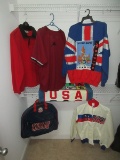 Lot USA Olympic Training Center Colorado Springs Garment Bag, Towel, Starter 80's USA Olympics