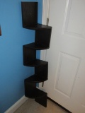Unique Simulated Wood Grain Mid-Century Modern Corner 5 Tier What-Not Wall Display