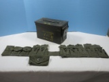 Empty Vintage Military Ammunition Box Form 80 & USMC Garand Ammo Belt