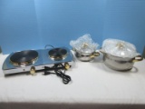 2 NEW Cuisine Cookware 18/10 Stainless Steel 1.5Qt/3.5Qt w/Glass Vision Cook Lids Brass