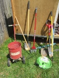 Yard Tools Garden Weasel, Root Slayer, Hard Rake, Shovels, Hose, Cultivator, 5Lb Pick Mattock etc
