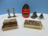 Lot Incenses & Burners Classic Brass Design, Chinese Guardian Lion Foo Dog Burner, Pair Brass