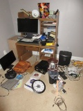What A Deal! Simulated Oak Computer Desk,Max6 Sheet Shredder, Clock, Memorex AM/FM CD