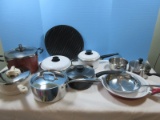 Lot Misc Pots, Pans, Nordicware Pro Cast Grill Griddle, Tasty 10