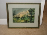 Church in The Wildwood Original Watercolor Artist Signed Robert F. Calrow Framed Depicts