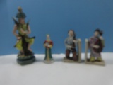 Lot Pair Occupied Japan Porcelain Figural Musicians Bookends Holding String Instruments 6 1/4