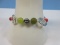 Stamped 925 Sterling Silver Link Bracelet Features Various Colored Beads & Circular Link-7 3/4