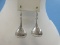 Pair 925 Sterling Silver Teardrop Pierced Earrings Etched Foliate Pattern- Wgt. 5.76G+/-