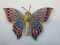 18k Gold Stunning Plique-A-Jour & Ruby Yellow Butterfly Brooch Made in Spain Circa 1970's