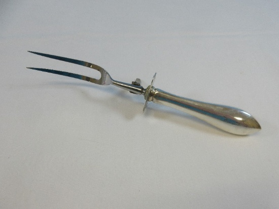 Pair Sterling Silver Meat Carving Classic Design w/Mirrorstele Blade/Tines & w/Rest