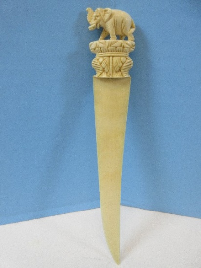 Pre-Ban Ivory Carved Elephant Figural ele 7 1/4" Letter Opener W/Detail