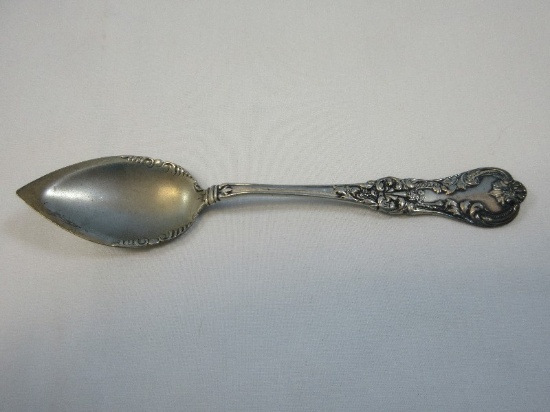 Sterling Silver Ornate Flower & Scroll Foliage Design Preserve Serving Spoon Wgt. 19.68G+/-