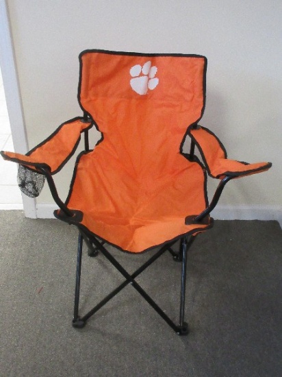 Logo Brands Clemson Tigers Paw Logo Orange Quad Folding Chair
