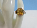Citrine Quartz Child's Beautifully Detailed Band-Size 2 3/4, Possibly Silver