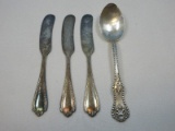 Lot Sterling Silver Teaspoon Shell & Bead Trim-Wgt. 25.8G+/- Tip of Bowl Creases & Rogers &