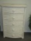White Wicker Traditional Design Bowfront Chest of Drawwers on Bun Feet