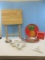Lot Birchwood Folding TV Tray,IHI Palm Tree Aluminum Oval Platter 16 1/2